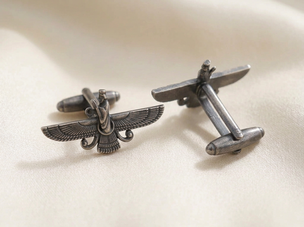The Eternal Asho Farohar 3D 360 cufflinks in antique sterling silver finish