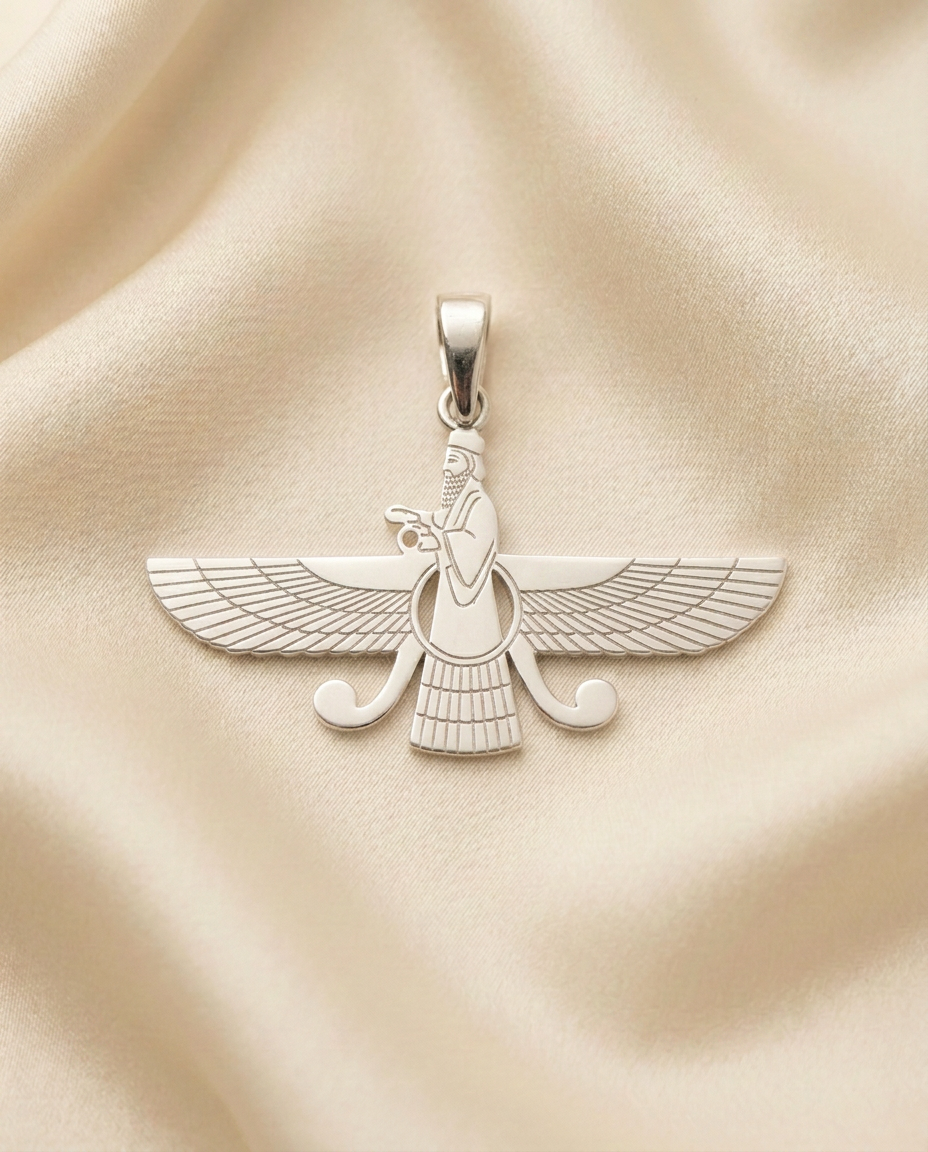 2D Asho Farohar pendant photographed from the back