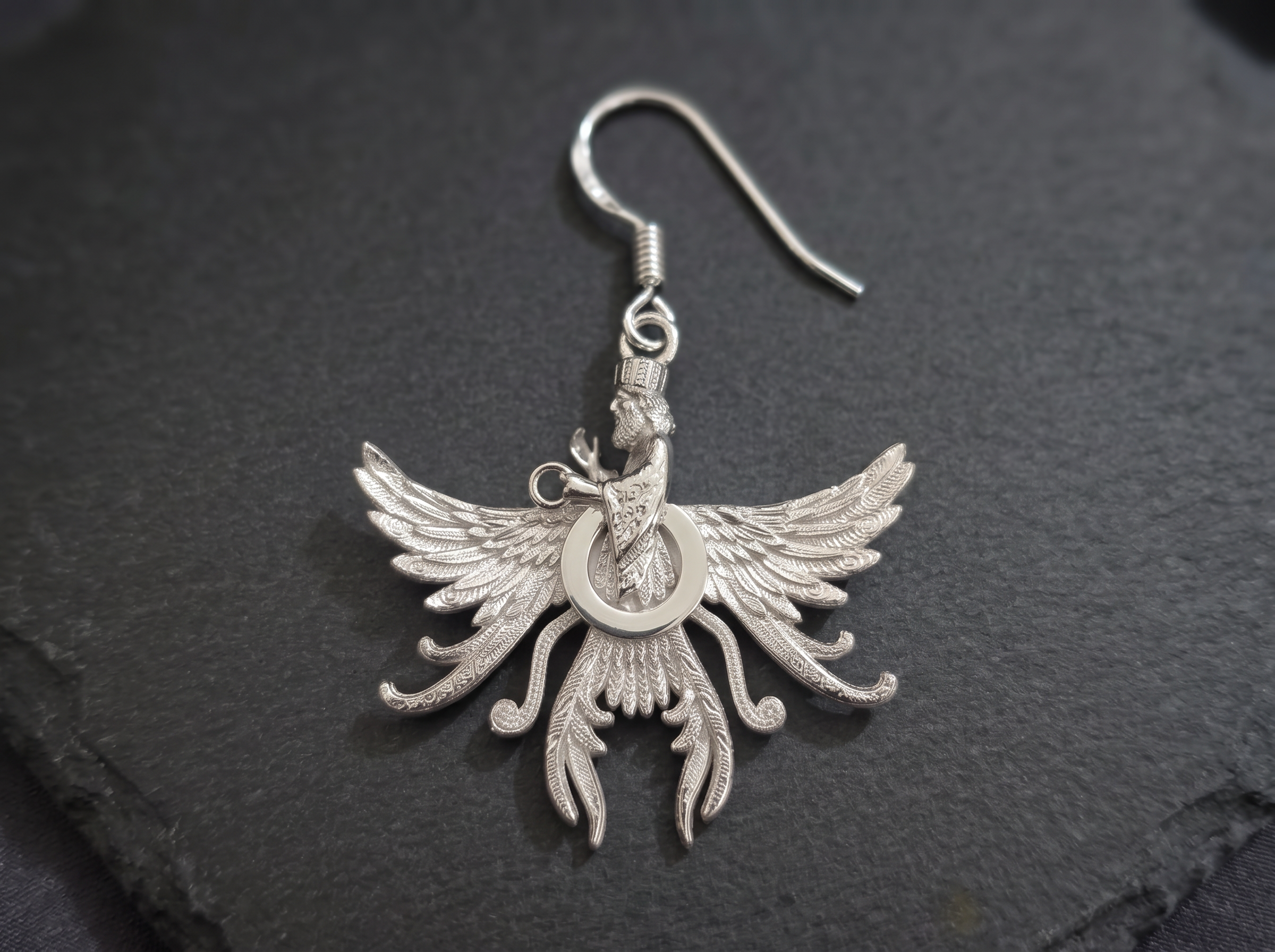Pair of Asho Farohar Firestarter earrings in 925 sterling silver with silver hooks
